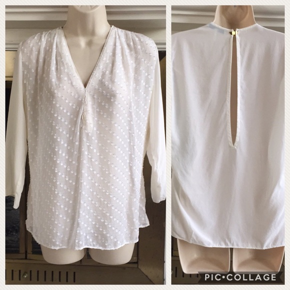 Sandro Tops - Sandro Silk blouse Keyhole Swiss Dot  Sz 3
